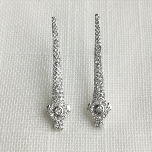 ART DECO sterling silver cz long  earrings 🆕 - Picture 2 of 7